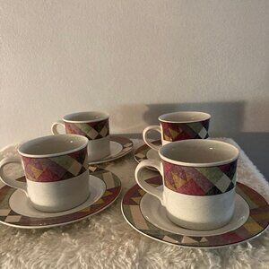 Studio Nova "Palm Desert" 3" Coffee Cups w/Saucers Set of (4)